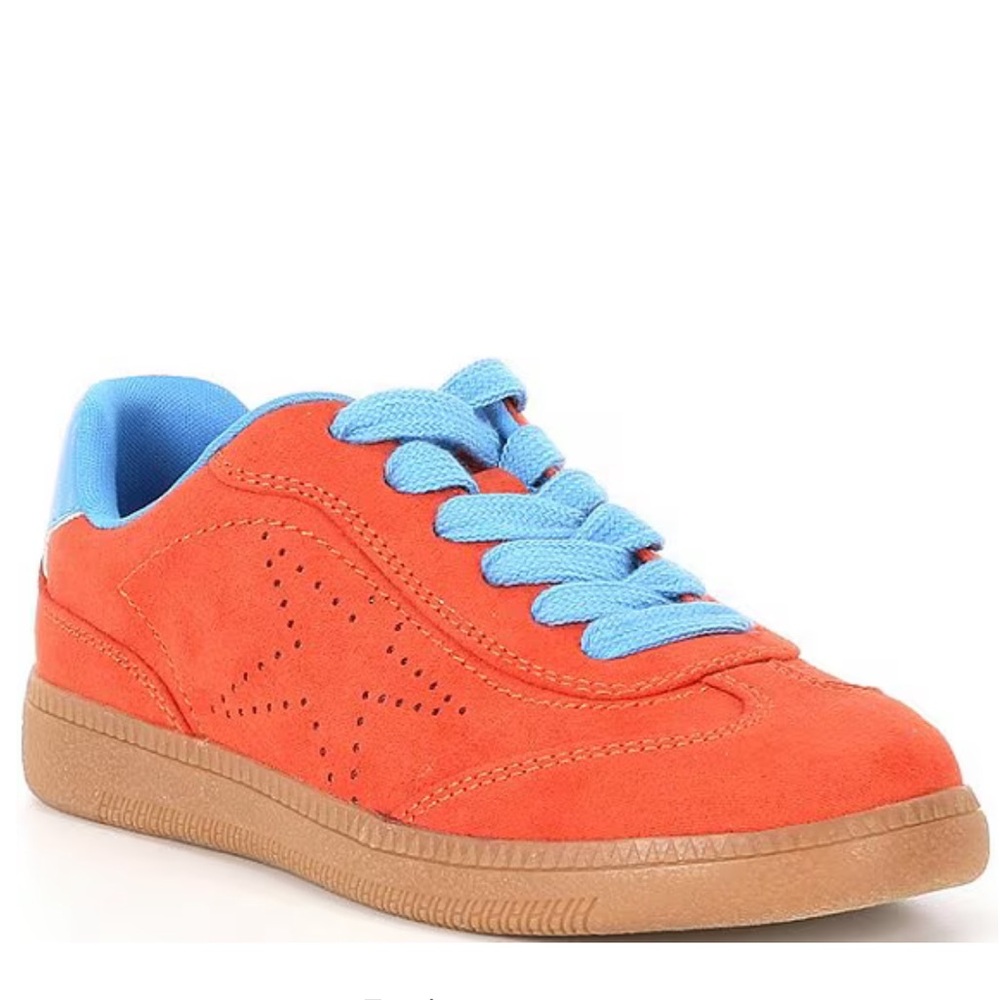 NWT w BOX Steve Madden Orange and Blue Suede Sneakers Casual Style size 4